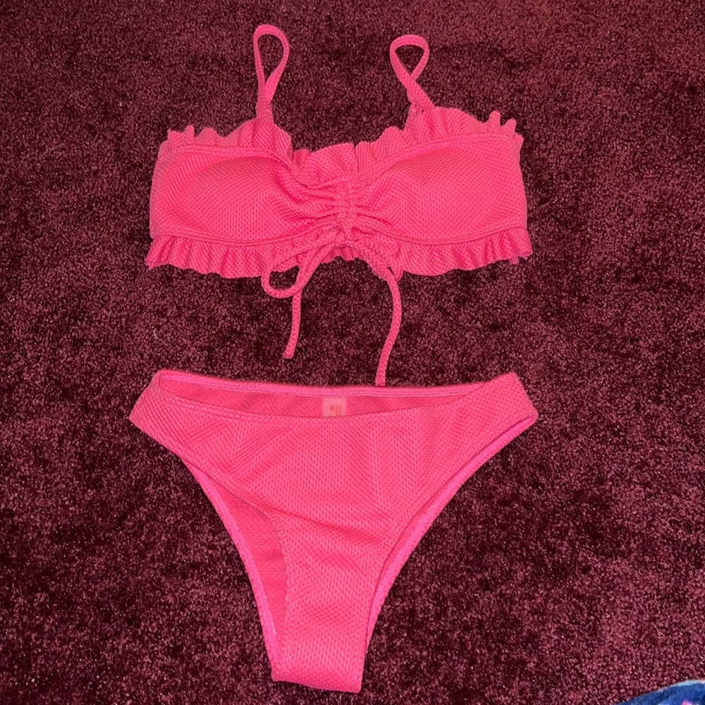 Hot Pink Drawstring Bikini